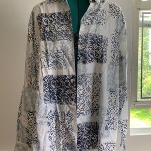 Men's J. Ferrar Sportshirt Size L Color Blue Print